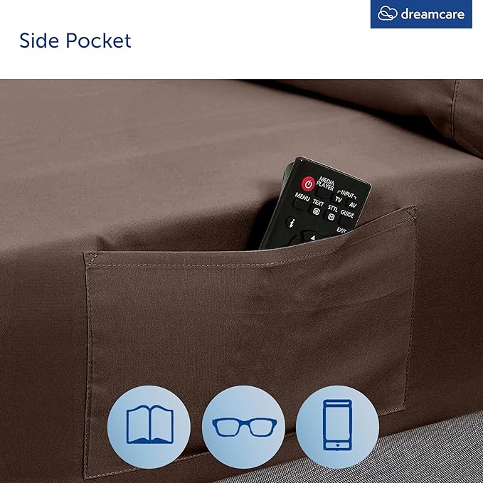 DREAMCARE King Size Sheets Set – 6 pcs Cooling Bed Sheets – up to 21” Deep Pocket King Sheet Set – 2500 Supreme Collection – Extra Soft 100% Brushed Microfiber Hotel Luxury with Side Pocket – M Brown