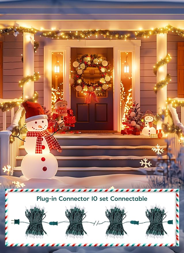 2Pack Christmas String Lights 50 Count 12 Feet Incandescent Bulb Mini Lights for Indoor Xmas Tree Garland Birthday Wedding Party Festival Decoration, Green Wire