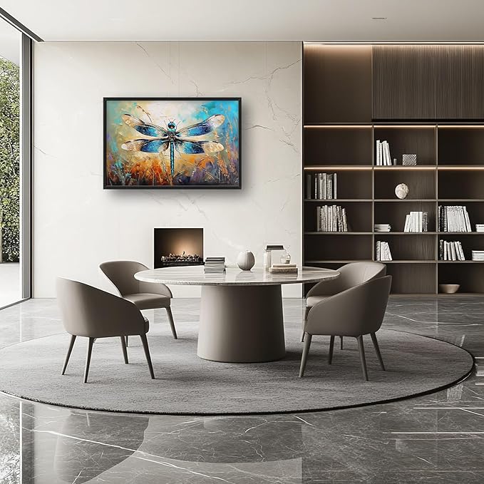 Quorin Dragonfly Large Wall Art Abstract Dragonfly Pictures Wall Decor Colorful Canvas Print Painting Artwork for Bathroom Living Room Bedroom 36L x 24W