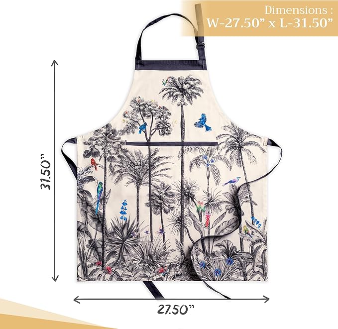 Maison d' Hermine 100% Cotton Apron for women with Pocket Kitchen Chef Apron for Men Cooking Gardening Server Waitress
