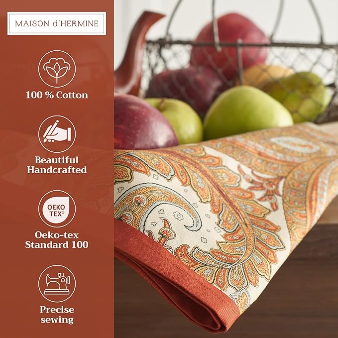 Maison d' Hermine Cloth Napkins Set of 4 100% Cotton Everyday Reusable Square Napkins Cloth Washable, Dinner, Party, Wedding, Restaurant (Kashmir Paisley, 20" x 20")