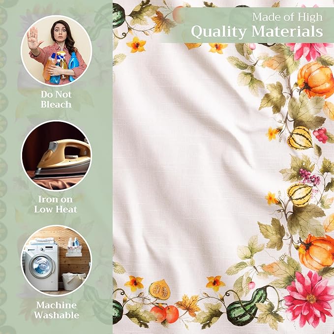 Maison d' Hermine Cloth Napkins Set of 4 100% Cotton Everyday Reusable Square Napkins Cloth Washable, Dinner, Party, Wedding, Restaurant (Pumpkin Garden - Cloudy Cream, 20" x 20")