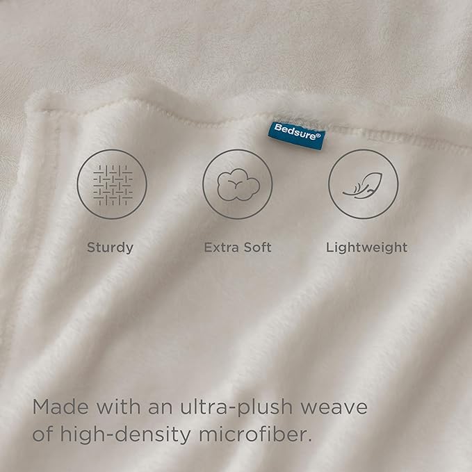 Bedsure GentleSoft Fleece Throw Blanket Linen - 300GSM Soft Lightweight Plush Cozy Blankets for Bed, Sofa, Couch, Travel, Camping, 50x60 inches