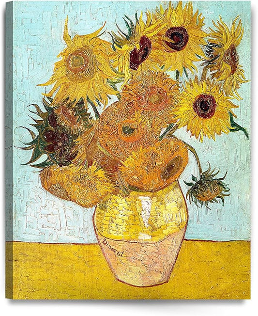 DECORARTS - Twelve Sunflowers, Vincent Van Gogh Art Reproduction. Giclee Canvas Prints Wall Art for Home Decor 30x24