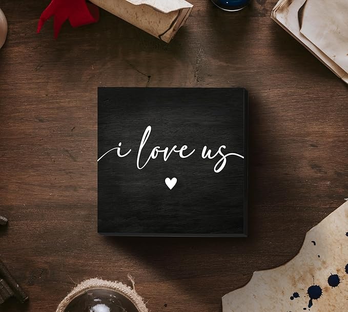 Inspiration Bedroom Decor Wooden Box Sign, Home Decor I Love Us wedding gifts for couples 2024 Bedroom DecorLove Signs, Family Room Decor, 5x5 Inch, black