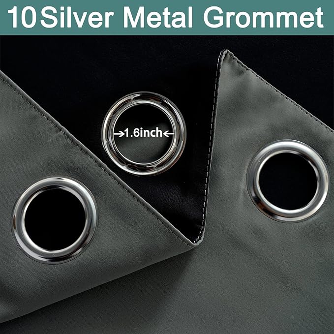 Yakamok Full Shade Curtain Panels, Heavy Duty Lined Curtains 84 Inches Long, Thermal Insulated Room Darkening Curtains with Black Liner for Bedroom(70" Width Each Panel, Dark Gray, 2 Panels)