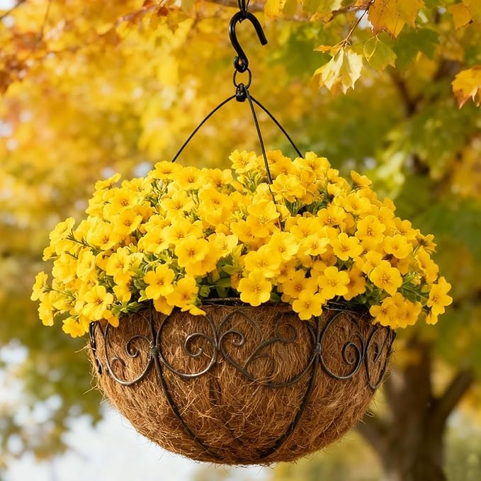 Artificial Faux Plants Flowers Outdoor Fall Seasonal Decoration, 12 Bundles Artificial Flowers Outdoor UV Resistant Fake Plastic Flowers Faux Plants for Planter Porch Patio Christmas Decor