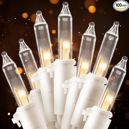 JOIEDOMI Christmas String Lights Indoor,100 Count Mini Warm Fairy Light,21.5FT Lighting Decor for Patio Dorm Classroom Bedroom Holiday Wedding Party Garland Birthday Festival Valentines Day,White Wire