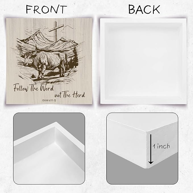 SSQBZU ‘Follow The Word Not The Herd’ Wooden Box, Bible Verse Decorations, Christian Home Decor, Motivational Gifts, Birthday, Thanksgiving, Christmas, Gifts for Family, Friends, etc.(050)