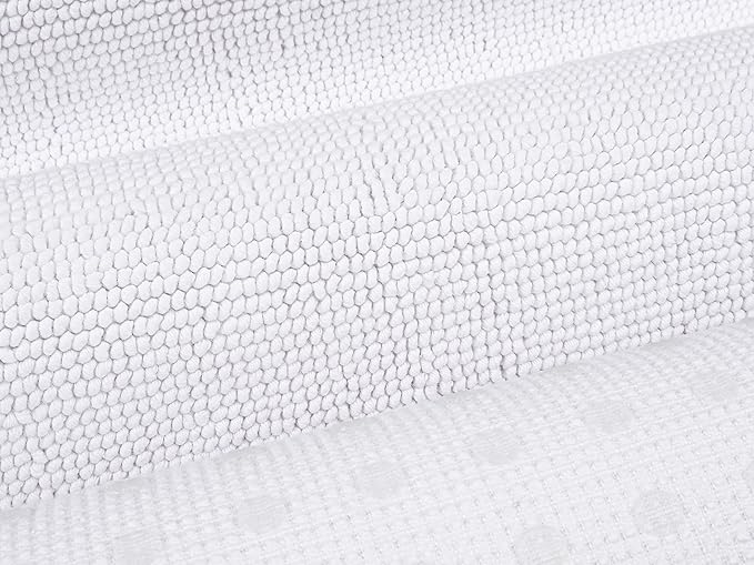 Cotton Paradise 100% Cotton Non Slip Bath Mats for Bathroom, 17x24 inch Soft Absorbent Quick Dry Machine Washable Floor Bath Mat, White