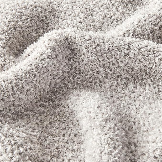 CozeCube Melange Blanket, Ultra Soft Grey and White Throw Blanket, Warm Cozy Knit Fuzzy Plush Reversible Throw for Couch Bed Sofa, 50"x60"