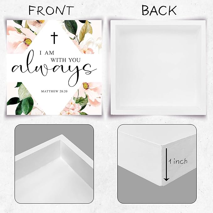 Christian Gifts, ‘I Am With You Always’ Wooden Box Sign Decor, Christian Home Décor, Birthday, Thanksgiving, Christmas Gifts, Christian Decorations, Gifts for Family, Friends, etc.(051)