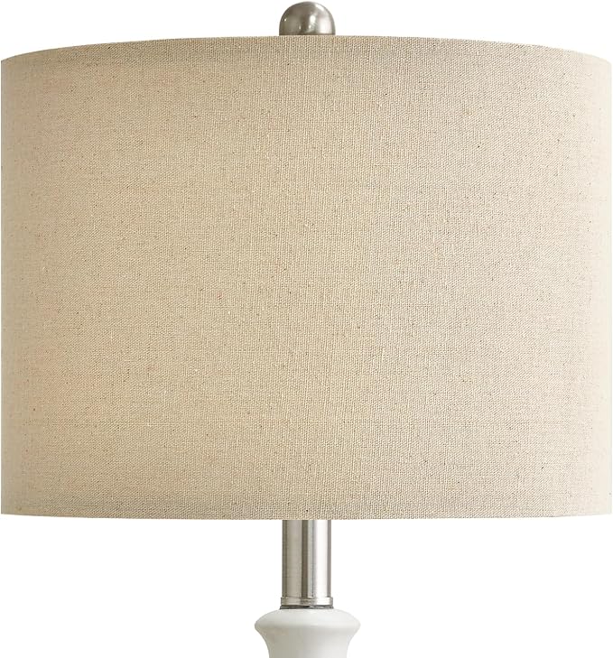 PoKat 24" Modern Contemporary Ceramic Lamp Set of 2 for Living Room White Desk Decor Lamps for Bedroom Farmhouse Bedside Nightstand End Table Lamps, White