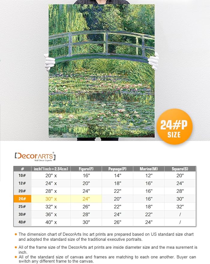 DECORARTS - The Japanese Bridge (The Water-Lily Pond), Claude Monet Art Reproduction. Giclee Canvas Prints Wall Art for Home Decor 30x24