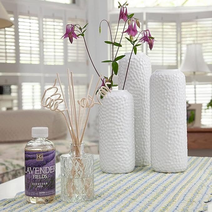 Hosley Set of 3 White Ceramic Honeycomb Vase Tall 12 Inch Medium 10 Inch Short 8 Inch High Each. Ideal Gift for Wedding Special Occasion Dried Floral Arrangements Home Office Spa