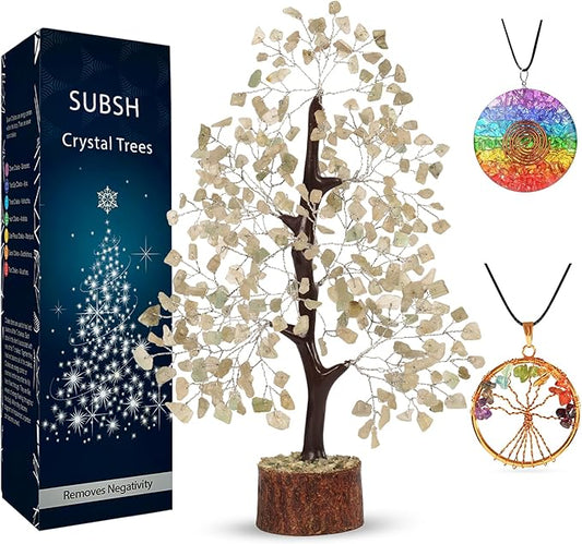 Green Jade Stone Money Tree | Tree of Life | Energy Healing Stones | Feng Shui Bonsai | Reiki Crystal Healing | Good Luck | Chakra Tree | Spiritual | Crystal Gifts | Office Home Decor