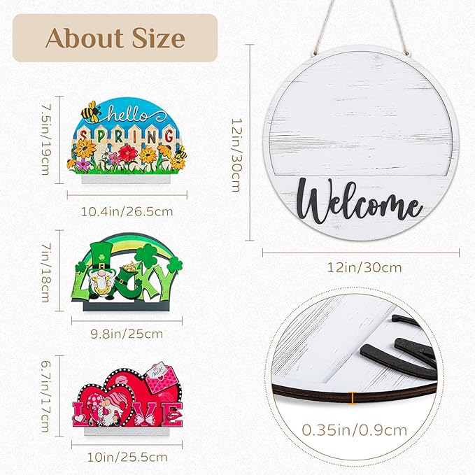 Welcome Sign for Front Door: 13pcs Interchangeable Fall Decor - Housewarming Gifts for New Home Seasonal Wreaths Outdoor Holiday All Season Decorations