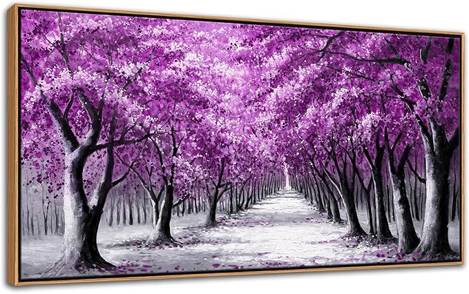 YCPRIMER Purple Wall Art - Large Canvas Wall Decor Forest Paintings for Living Room Modern Picture Wall Decoration Purple Tree on Background Bedroom Office Artwork tree Art Prints Framed Size 29×58inch