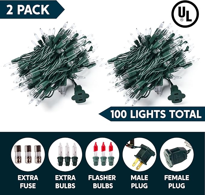 Joiedomi Clear Christmas String Lights Indoor,200(2x100) Mini Warm White Fairy Light,42.8 FT Lighting Decor for Patio Dorm Classroom Bedroom Holiday Wedding Party Garland Birthday Festival,Green Wire