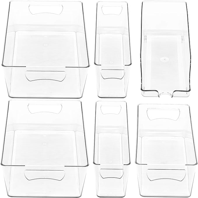 SimpleHouseware Refrigerator Storage Organizer Bins, Assorted Set of 6