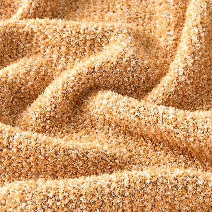CozeCube Melange Blanket, Ultra Soft Orange and White Throw Blanket, Warm Cozy Knit Fuzzy Plush Reversible Throw for Couch Bed Sofa, 50"x60"