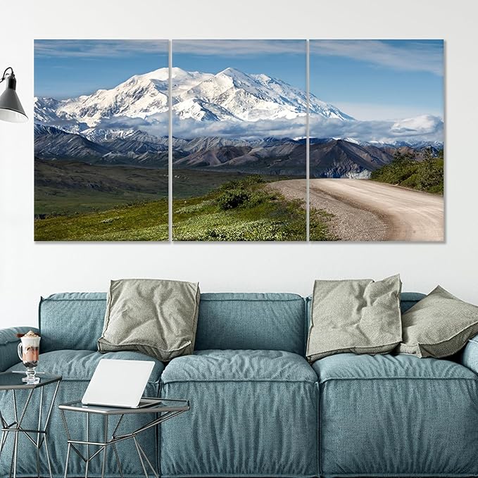 Snow Mountains Wall Art Large Size Landscape Poster Painting Print on Canvas Modern Picture Home Decor Artwork for Living Room Hotel Office Wall Decoration Stretched and Framed [72''Wx 36''H]