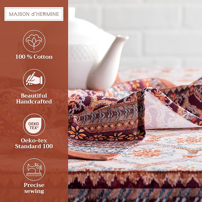 Maison d' Hermine Cloth Napkins Set of 4 100% Cotton Everyday Reusable Square Napkins Cloth Washable, Dinner, Party, Wedding, Restaurant (Fair Isle, 20" x 20")