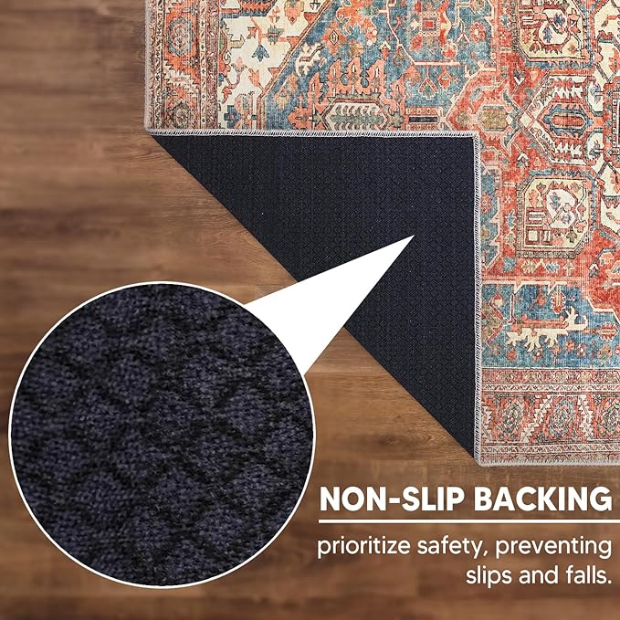 Keen Home Design 2x7 Rug - Machine Washable Runner Rug with Non-Slip Backing, Ideal for Hallway, Entryway, Kitchen, Laundry Room - Vintage, Easy Clean, Durable, Low Pile Rug - (2'6" x 7')