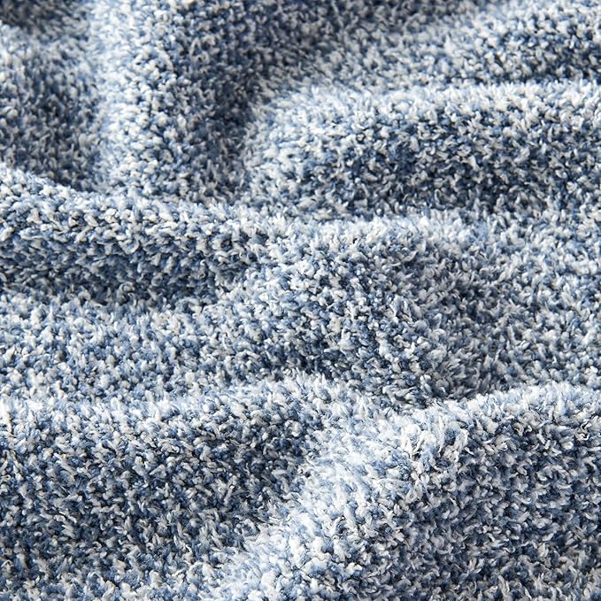CozeCube Melange Blanket, Ultra Soft Blue and White Throw Blanket, Warm Cozy Knit Fuzzy Plush Reversible Throw for Couch Bed Sofa, 60"x80"