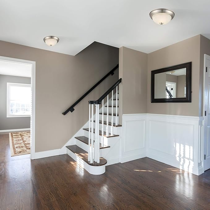 Design House Ceiling Light, Flush Mount, Dimmable, Uses (2) 60W Bulbs, Satin Nickel, 11.25 in D x 4.75 in H, 2-Pack Includes Two Ceiling Lights, 587527