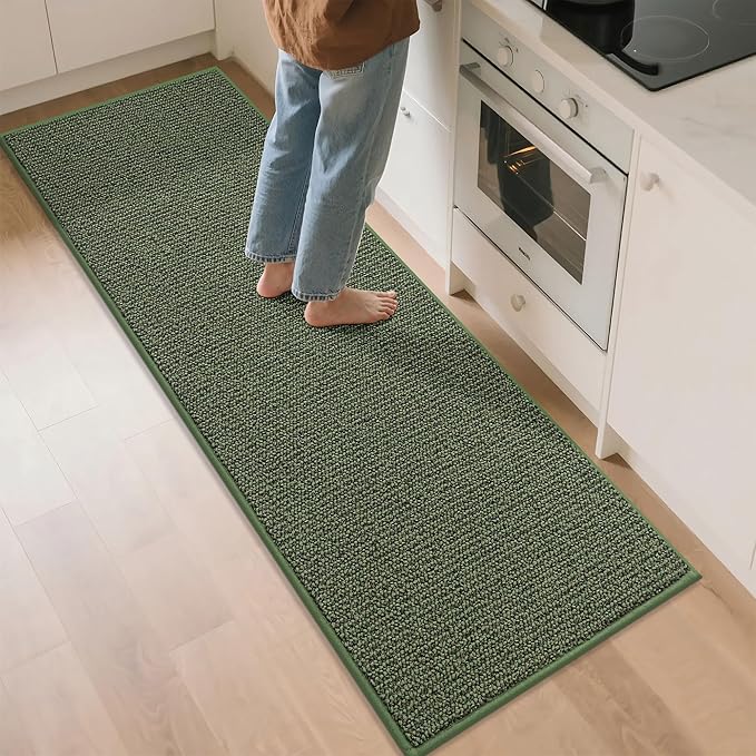 BEQHAUSE Kitchen Runner Rugs 24"x71", Non-Slip Kitchen Mats for Floor, Super Absorbent and Stain Resistant Kitchen Rug, Machine Washable Rugs for Kitchen, Hallway, Laundry & Sink, Green