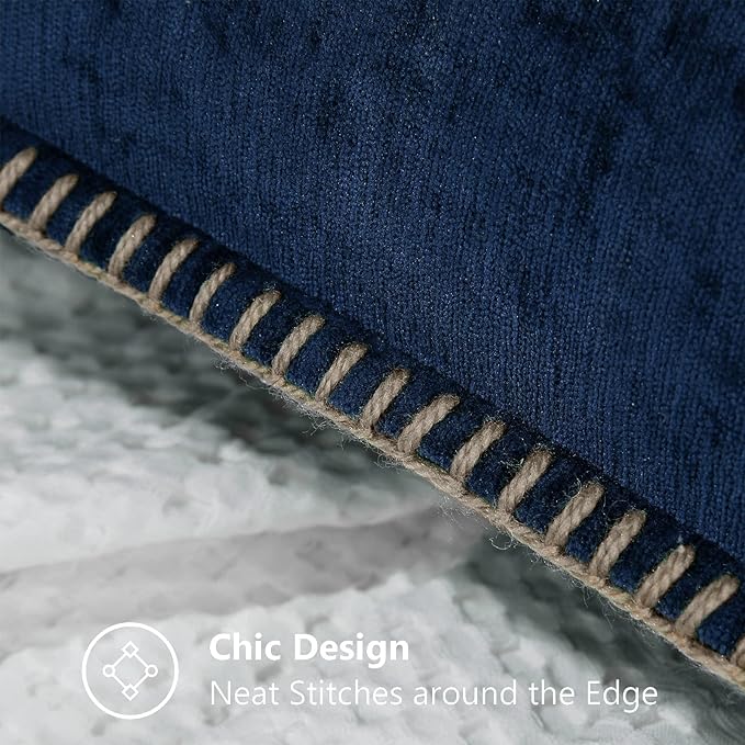 decorUhome Chenille Soft Throw Pillow Covers 26x26 Set of 2, Farmhouse Velvet Neutral Decorative Euro Pillow Covers with Stitched Edge for Couch Sofa Bed Home Decor, Poseidon