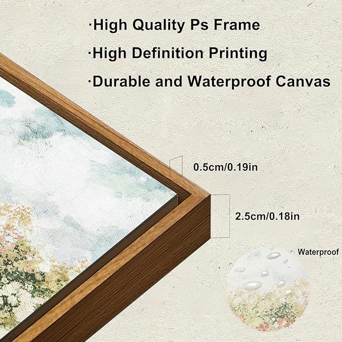 KBKBART Framed Wall Art for Bedroom Decor, Vintage Spring Flower Pictures Aesthetic, Farmhouse Wall Decor Meadow Floral Bathroom Canvas Oil Painting, Canvas Wall Art Summer Room Decor, Gifts for Friends or Family(8"x10")