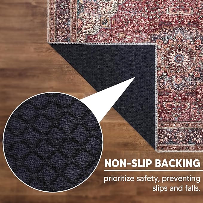 Keen Home Design 2x3 Rug - Machine Washable Entry Rug with Non-Slip Backing, Ideal for Enteryway, Kitchen, Bathroom, Laundry Room - Vintage, Easy Clean, Durable, Low Pile Rug - (2' x 3')