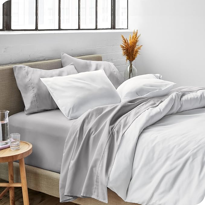 Bare Home Twin Sheet Set - 1800 Ultra-Soft Microfiber Twin Bed Sheets - Double Brushed - Deep Pockets - Easy Fit - Extra Soft - 3 Piece Set - Bedding Sheets & Pillowcases (Twin, Light Grey)