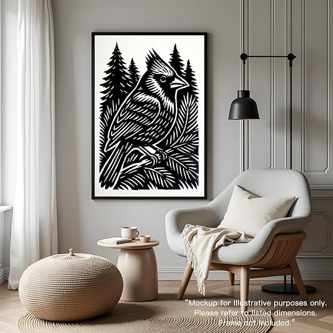 Caelumis Vintage Wall Art Decor Prints Black And White Pictures Posters For Farmhouse Living Bedroom Bathroom Room kitchen Handmade Unframed (Cardinal 12x16in)