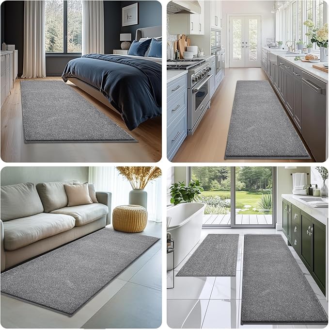 Washable Kitchen Rug 24" x 70" Rectangular, Non Slip Absorbent Indoor Entryway Runner Rug for Floor, Laundry, Bathroom, Bedroom (Roll Packing)