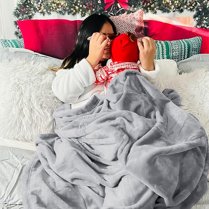 Bedsure GentleSoft Fleece Blankets King Size Light Grey - Bed Blanket Soft Lightweight Plush Cozy Fuzzy Luxury Microfiber, 108x90 inches