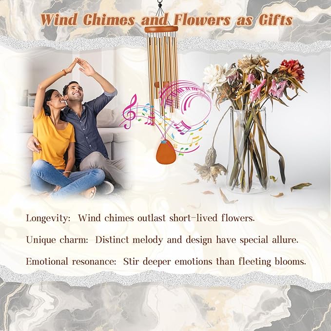 House Warming Gifts for New Home, Housewarming Wind Chime for Outside, Gift Ideas, Housewarming Ornament for House, Couple, Women, Men (Black)