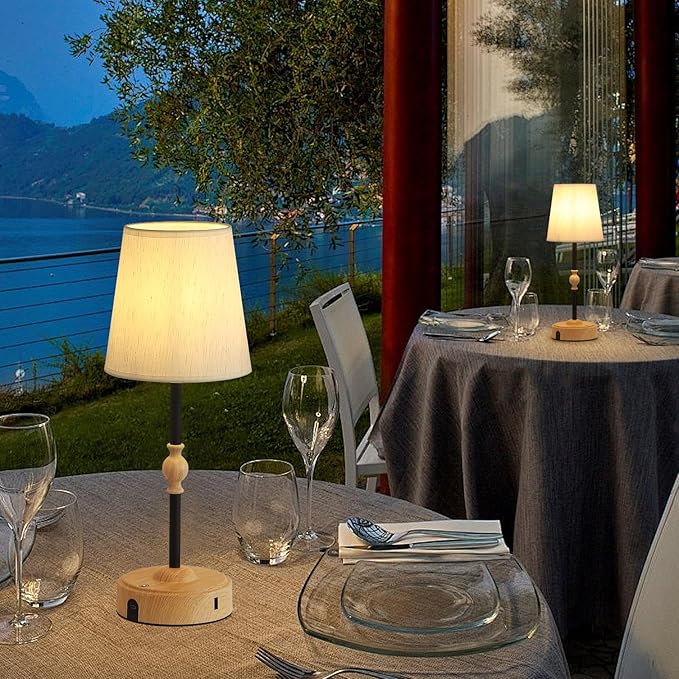 Cordless Rechargeable Table Lamp with Dimmer,Portables Battery Operated Table Lamp,Touch Dimmable Desk Lamp with USB Port,Bedside Night Lamp for Patio Camping Restaurant Home