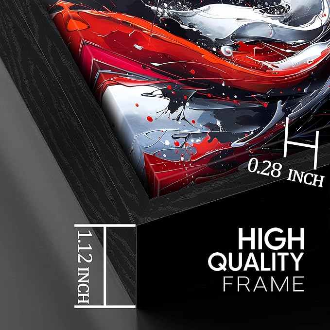 Ouzzlie Red Wall Decor Abstract Canvas Black and White Wall Art for Bedroom Modern Picture Artwork 24" x 48"