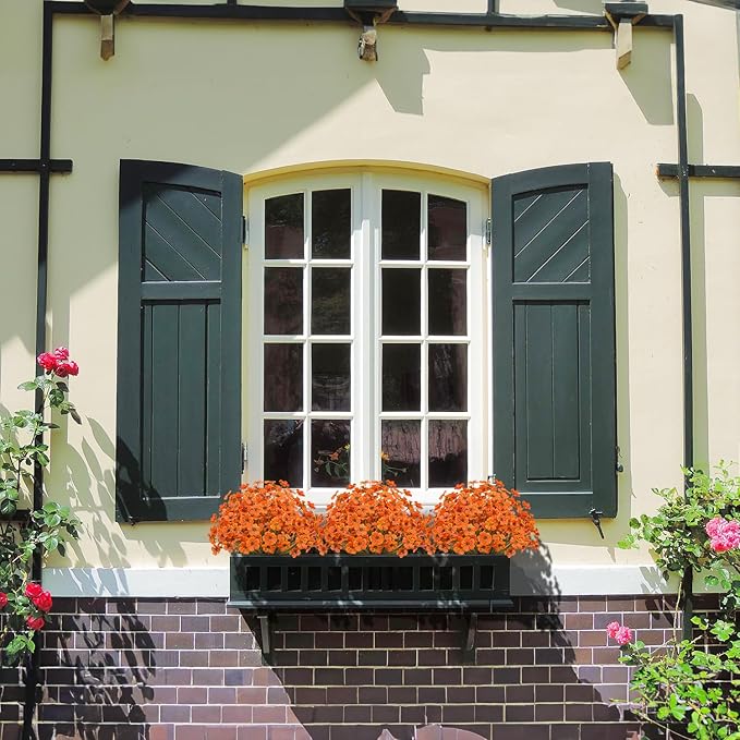 21 Bundles Outdoor Artificial Flowers UV Resistant Fake Silk Flowers No Fade Faux Plastic Plants Garden Porch Window Box Decoration(Autumn Orange)