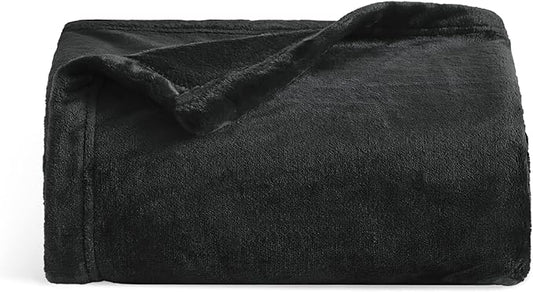 Bedsure GentleSoft Twin XL Fleece Blanket Dorm Bedding - Lightweight Soft Cozy Blankets for Bed, Sofa, Couch, Travel, Camping, Black, 66"x90"