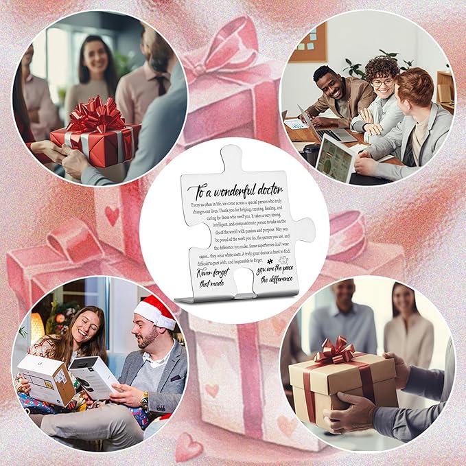 To A Wonderful Doctor Appreciation Gifts, Thank You Gifts for Physician, Medical Mentor, White Coat Ceremony, Retirement Office Puzzle Piece Decorative Signs Plaques YCC18