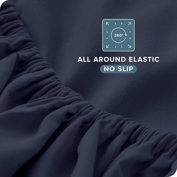 Bare Home Full XL Sheet Set - Luxury 1800 Ultra-Soft Microfiber Full Extra Long Bed Sheets - Double Brushed - Deep Pockets - Easy Fit - 4 Piece Set - Bed Sheets & Pillowcases (Full XL, Midnight Blue)