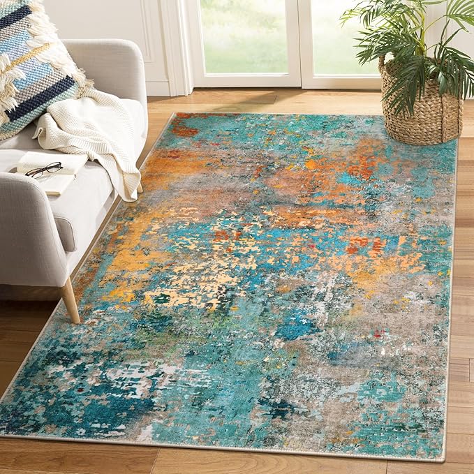 Lahome Modern Abstract Area Rugs 5x7, Large Washable Rugs for Living Room Bedroom Non Slip, Colorful Indoor Floor Carpet for Dining Room Apartment Dorm Kids Nursery Home Decor