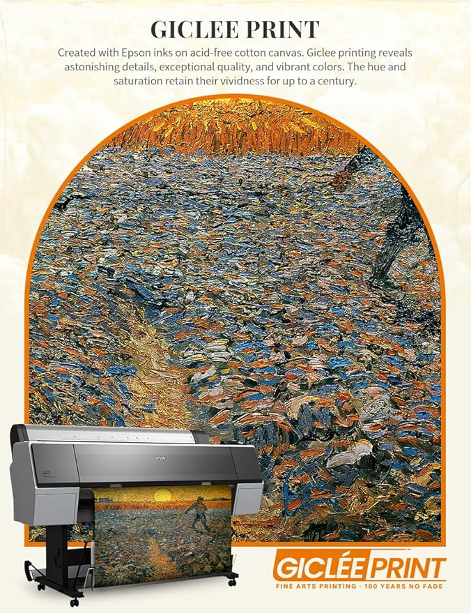 DECORARTS - The Sower, Vincent Van Gogh Art Reproduction. Acid Free Cotton Canvas Giclee Print w/Bronze Frame&Mat for Wall Decor.