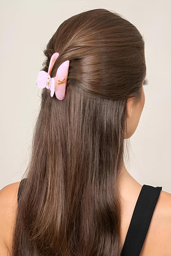 Teen Girl Gifts Trendy Stuff - Pink Initial Cute Hair Clips, Letter Hair Claw Clips, Glitter Claw Clips Durable Hair Clips, Birthday Gifts for Teens Daughter Sister Christmas Gifts