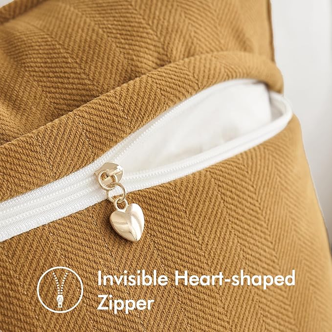 MIULEE Pack of 2 Mustard Yellow Decorative Pillow Covers 18x18 Inch Soft Chenille Luxurious Couch Throw Pillows Farmhouse Cushion Covers with Elegant Design for Sofa Bedroom Living Room Home Decor