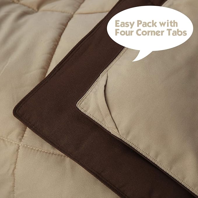 HIG 3pc Down Alternative Comforter Set - All Season Reversible Comforter with Two Shams - Quilted Duvet Insert with Corner Tabs - Box Stitched - Super Soft, Fluffy (Full/Queen, Chocolate)
